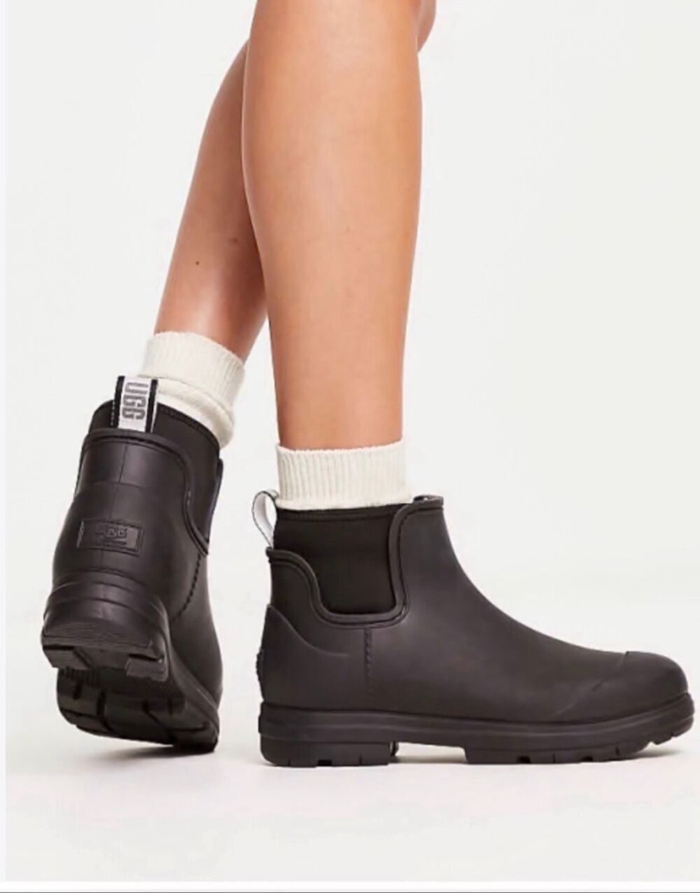 UGG Droplet Black Waterproof Chelsea Rain Boots Women’s Size 8